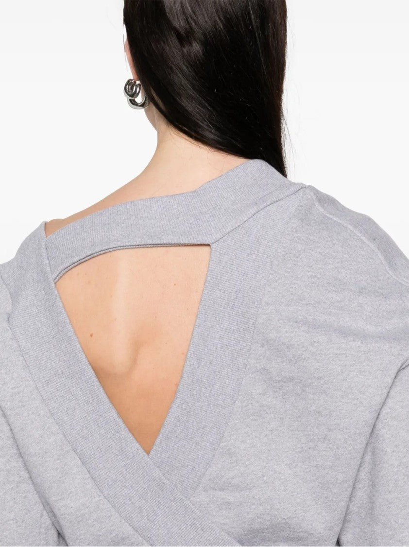 The Attico One-Shoulder Cropped Sweatshirt With Open Back