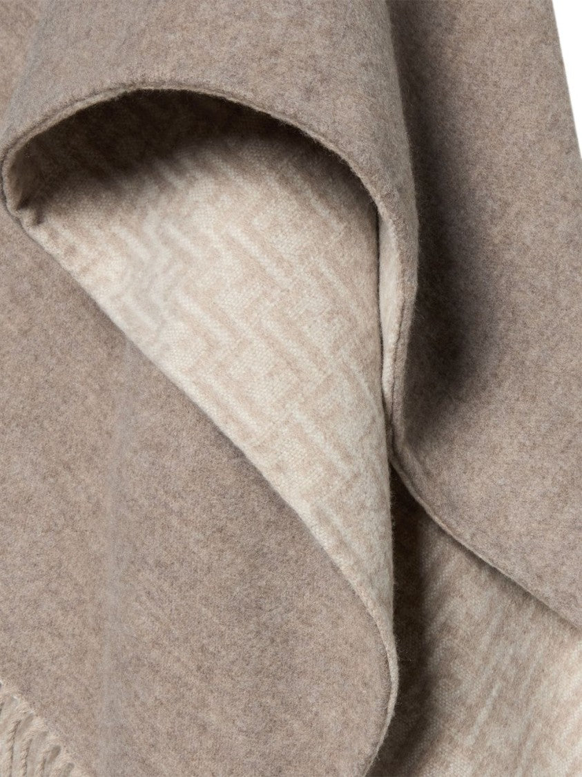 Fendi Double-Sided Wool And Cashmere Poncho With Jacquard Motif