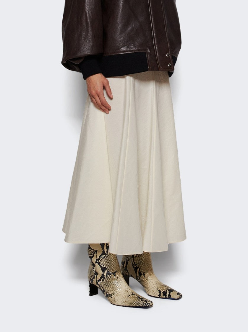 Khaite Ona Knee High Boot Natural Python-Embossed Leather