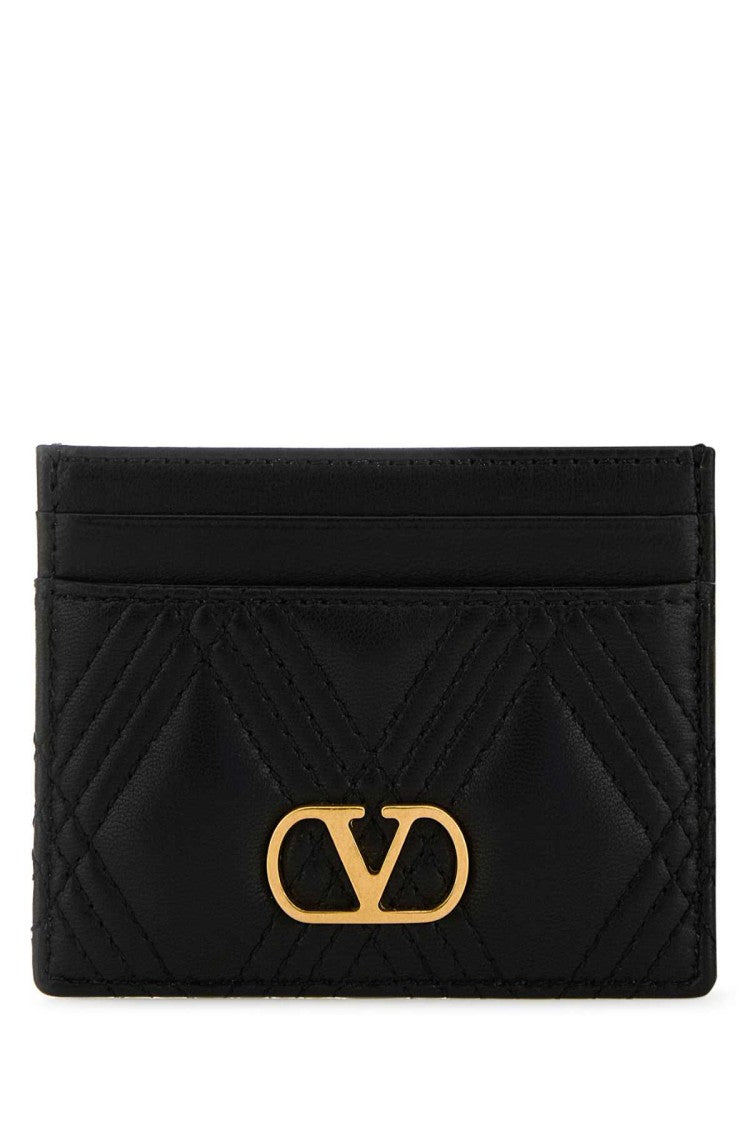 Valentino Garavani Black Nappa Leather Quiltie 67 Card Holder