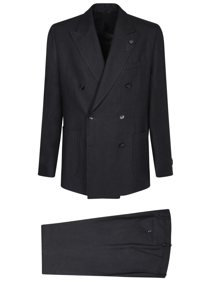 Lardini Black Linen Suit