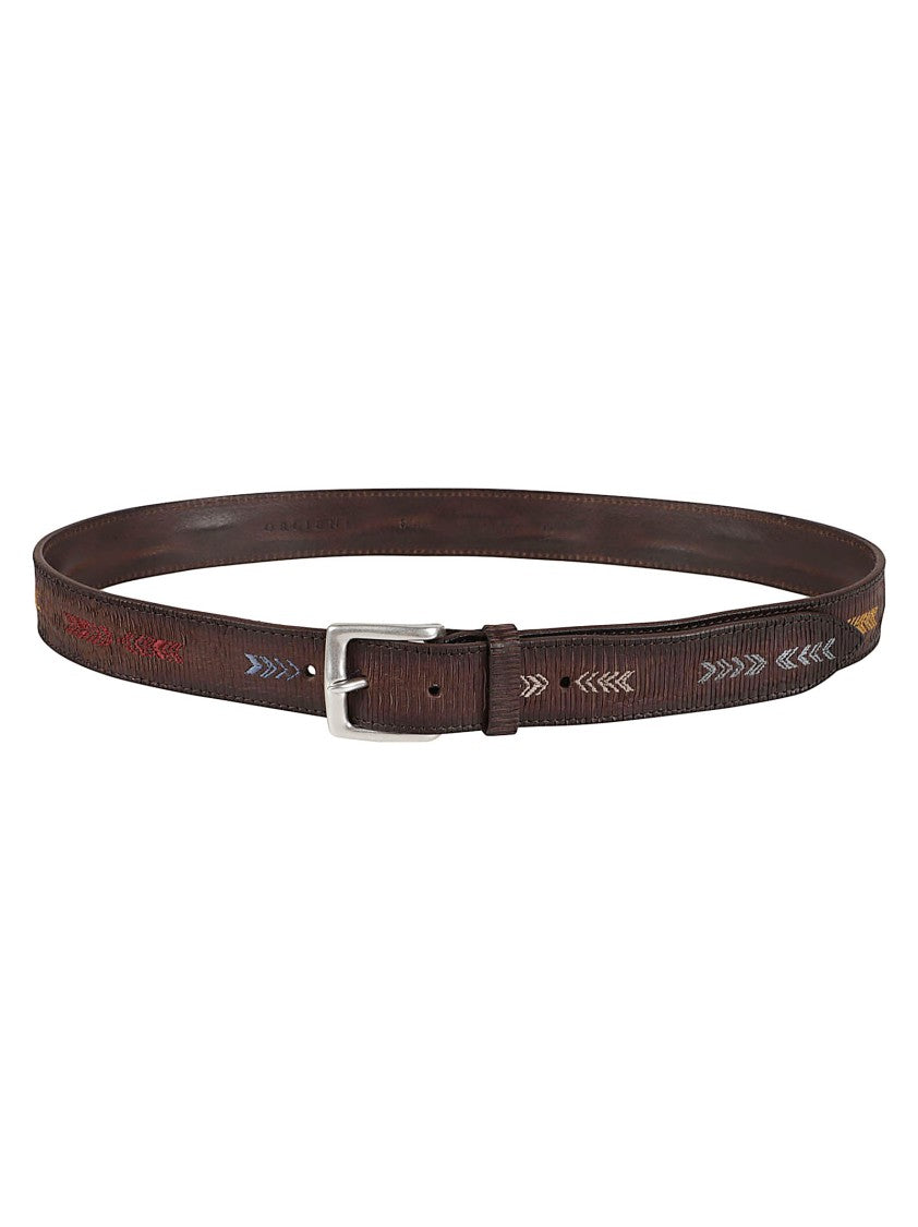 Orciani Blade Sioux Textured Brown Calf Leather Belt