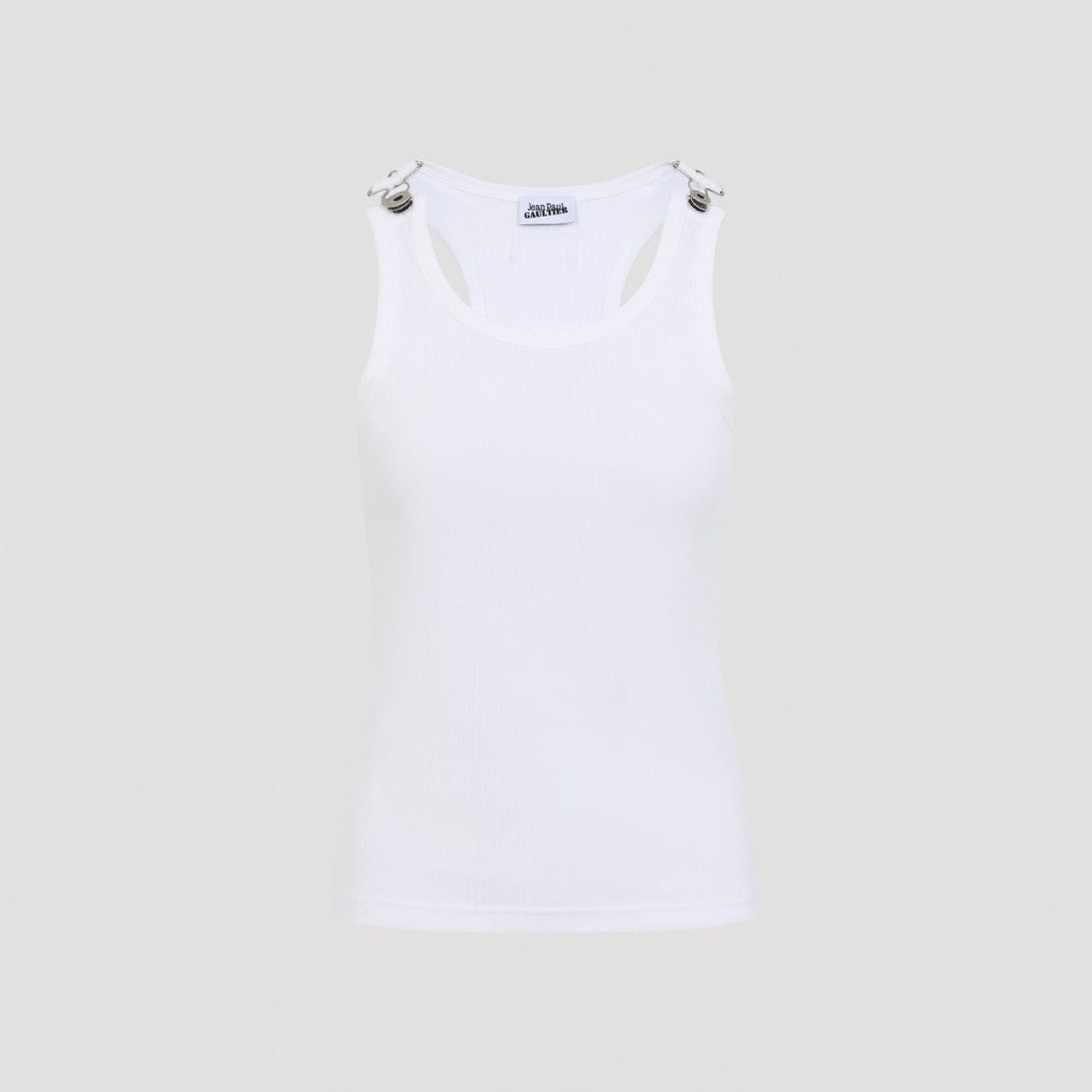 Jean Paul Gaultier Ribbed Cotton Tank Top With Silver Buckles