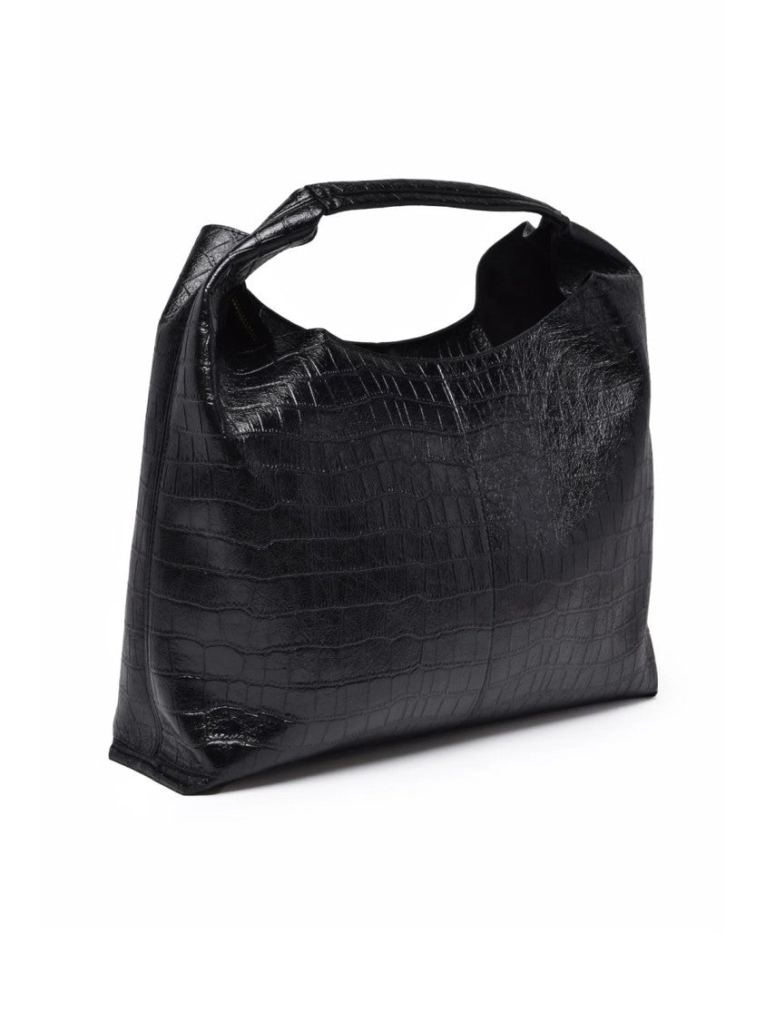 Ermanno Firenze Black Polyurethane Veronica Shoulder Bag