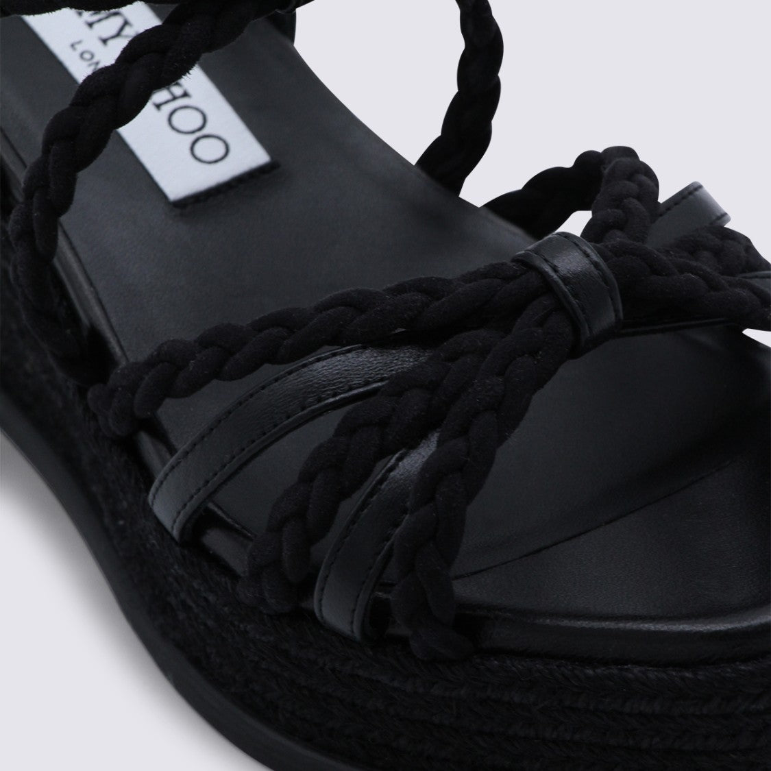 Jimmy Choo High Platform Black Espadrille Sandals