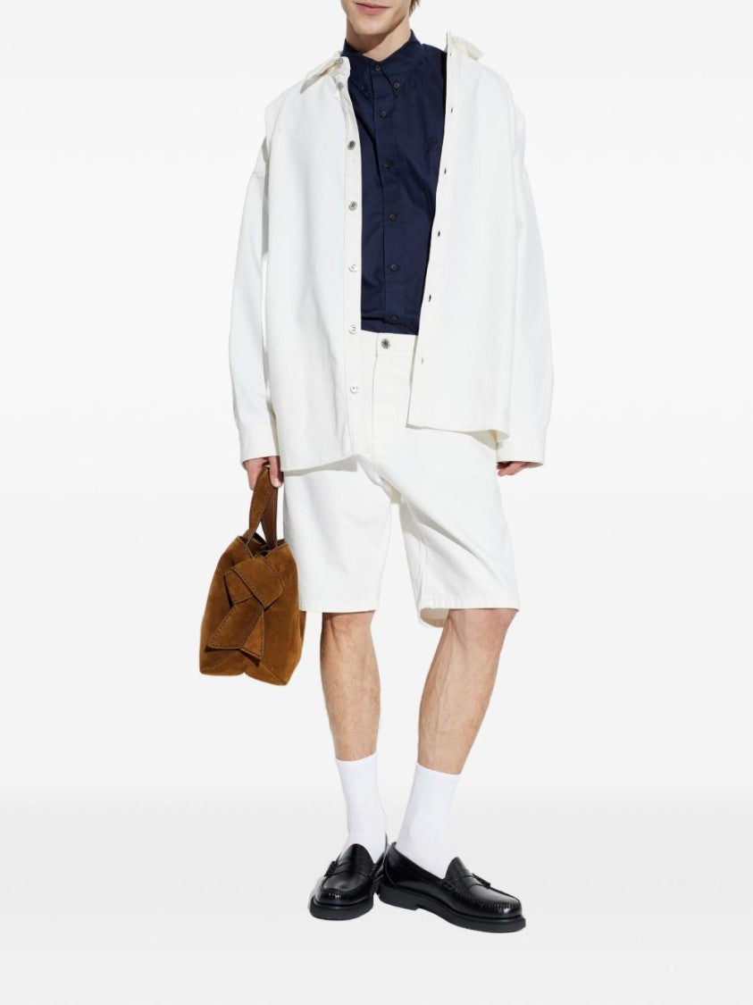 Balmain White Denim Buttoned Front Shorts