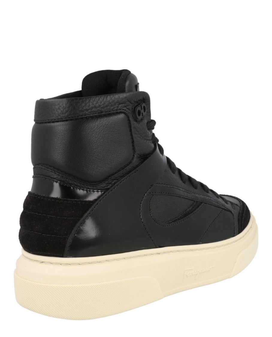 Ferragamo Cassio Leather High-Top Sneakers