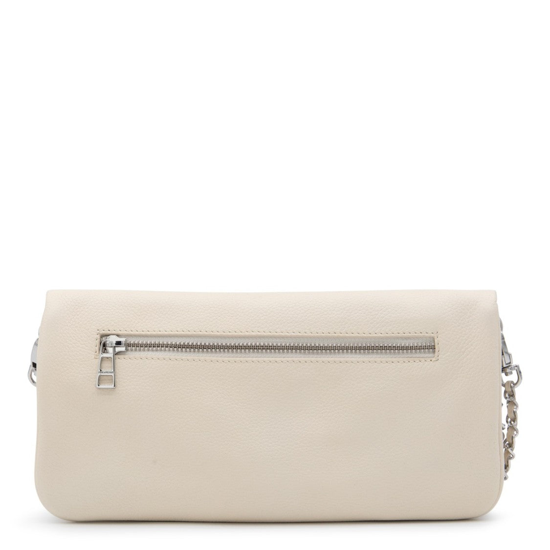 Zadig & Voltaire Rectangular Pebbled Clutch With Wing Emblem And Chain Strap