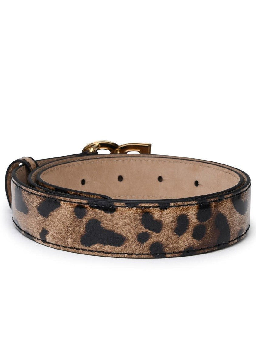 Dolce & Gabbana Two-Tone Shiny Leather Belt With Dg Logo Buckle