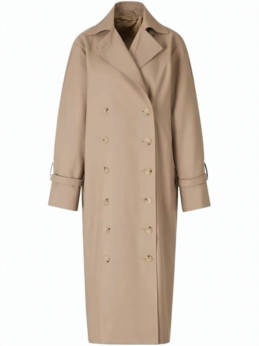 Totême Double-Breasted Beige Coat With Wide Lapel Collar