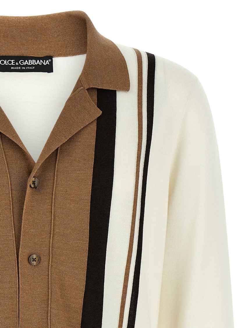 Dolce & Gabbana Logo Embroidery Cardigan In Luxurious Wool-Silk Blend