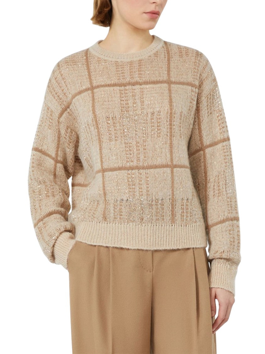 Max Mara Checkered Textured Knit Sweater