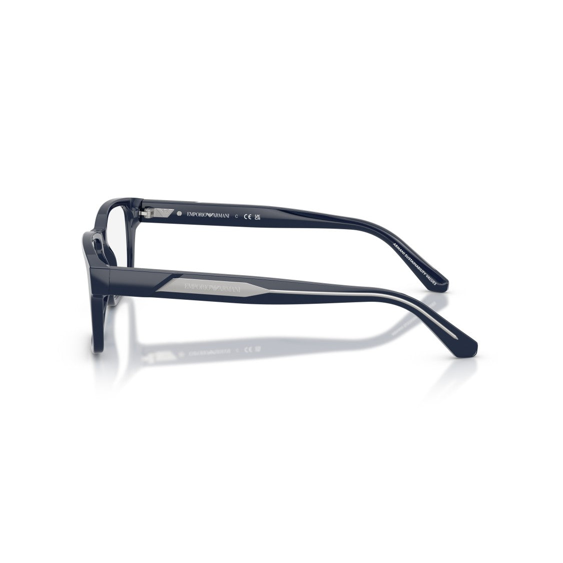 Emporio Armani 0Ea3271 Rectangular Navy Acetate Eyeglass Frames With Silver Accents