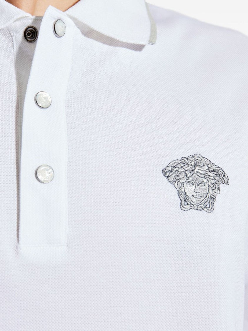Versace Classic Cotton Polo Shirt With Embroidered Emblem