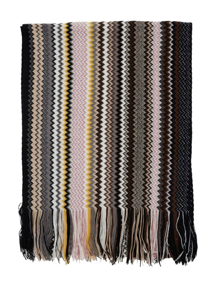 Missoni Fringed Multicolor Chevron Pattern Scarf