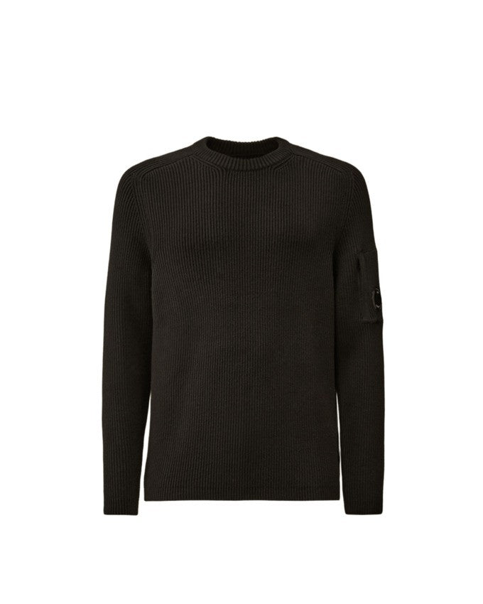 C.P. Company Ribbed Crewneck Sweatshirt With Iconic Lens Detail