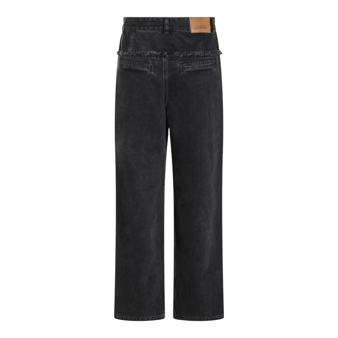 Isabel Marant Étoile Faded Black Denim Jeans With High Waist And Fringed Detail