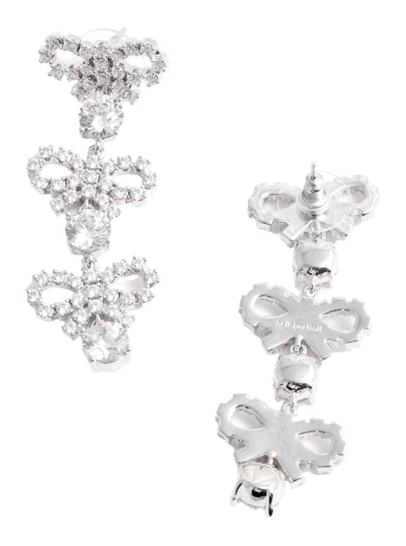 Self-Portrait Micro Bow Crystal Tiered Earrings