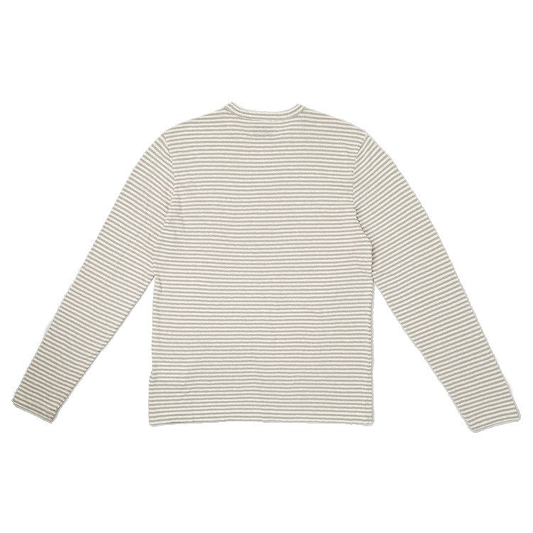 Officine Generale Yarn-Dyed Long-Sleeve Crewneck Tee With Self-Fabric Collar