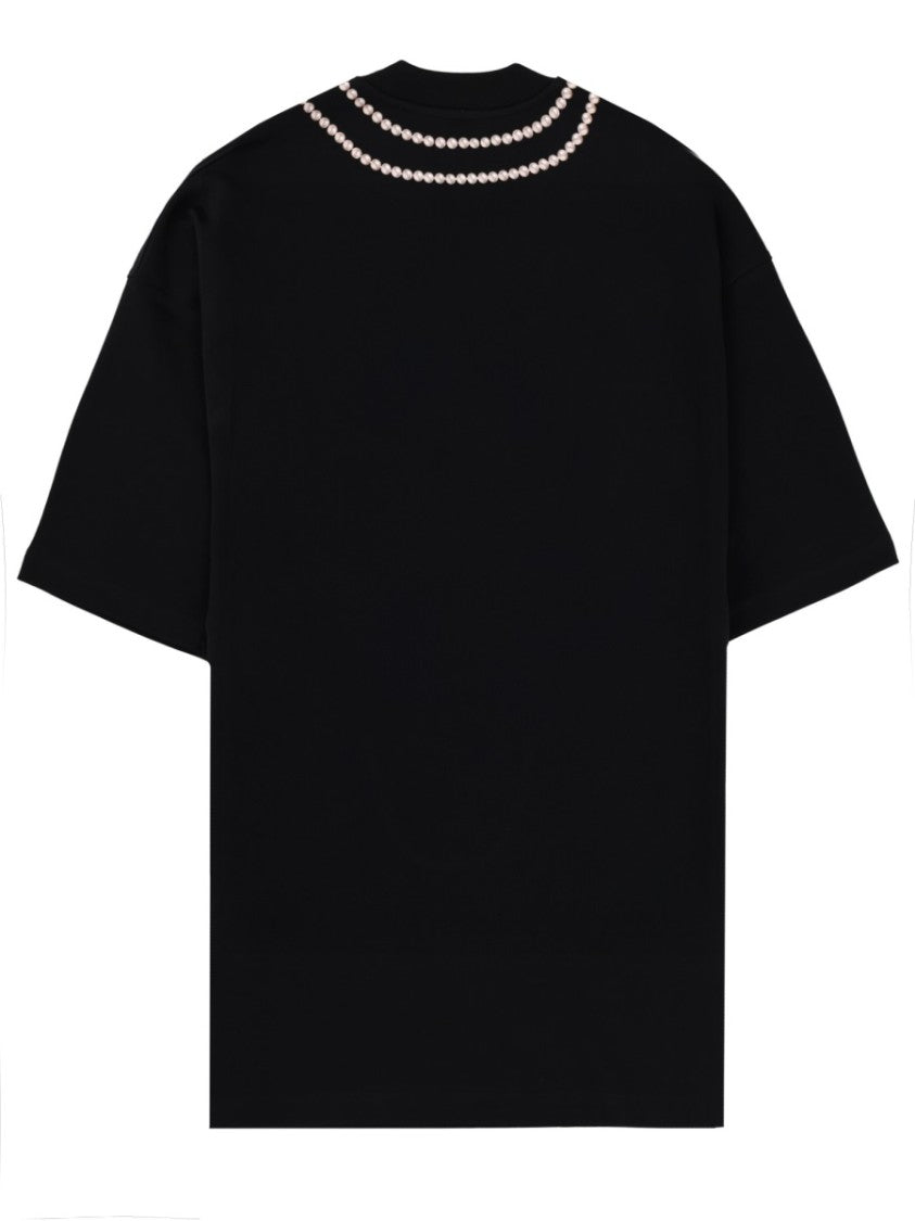 Moschino Black Milano Pearl Necklace T-Shirt