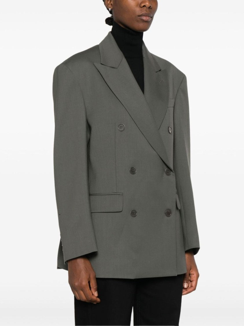 Parosh Ivy Green Virgin Wool Blend Twill Blazer