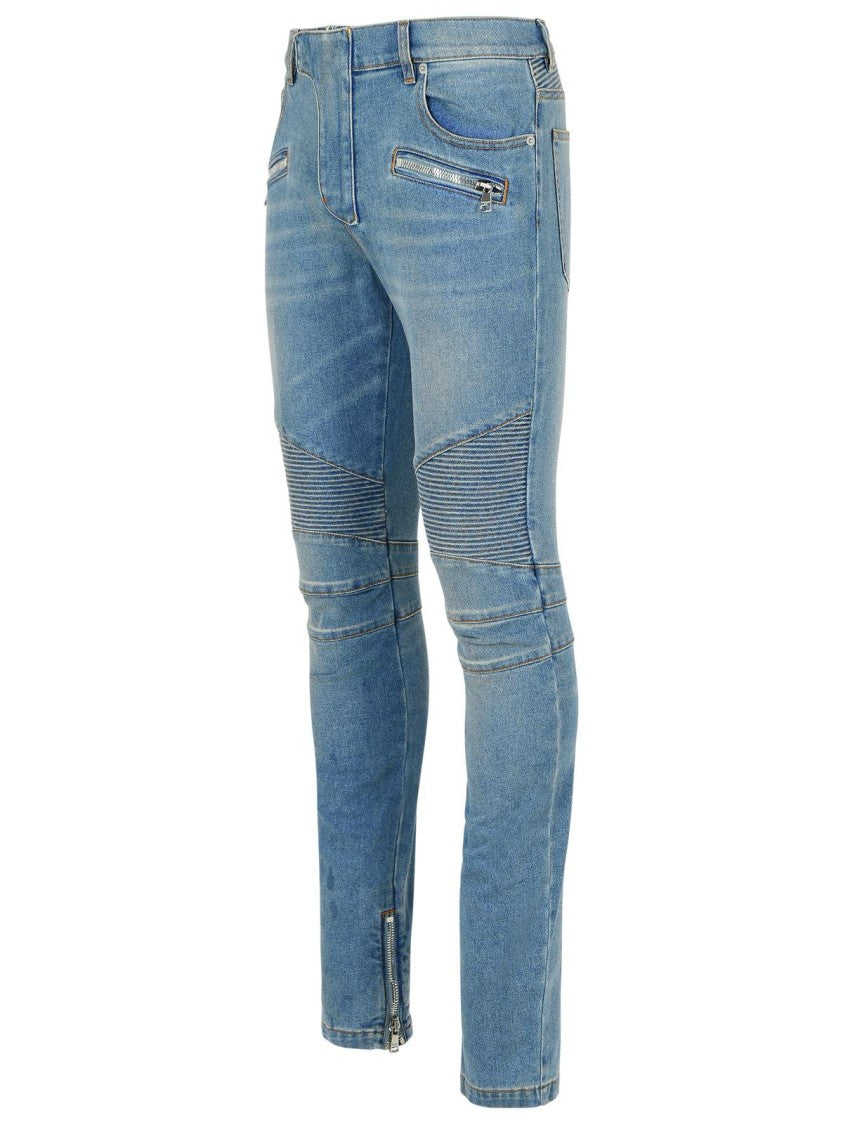 Balmain 'Biker' Blue Cotton Jeans