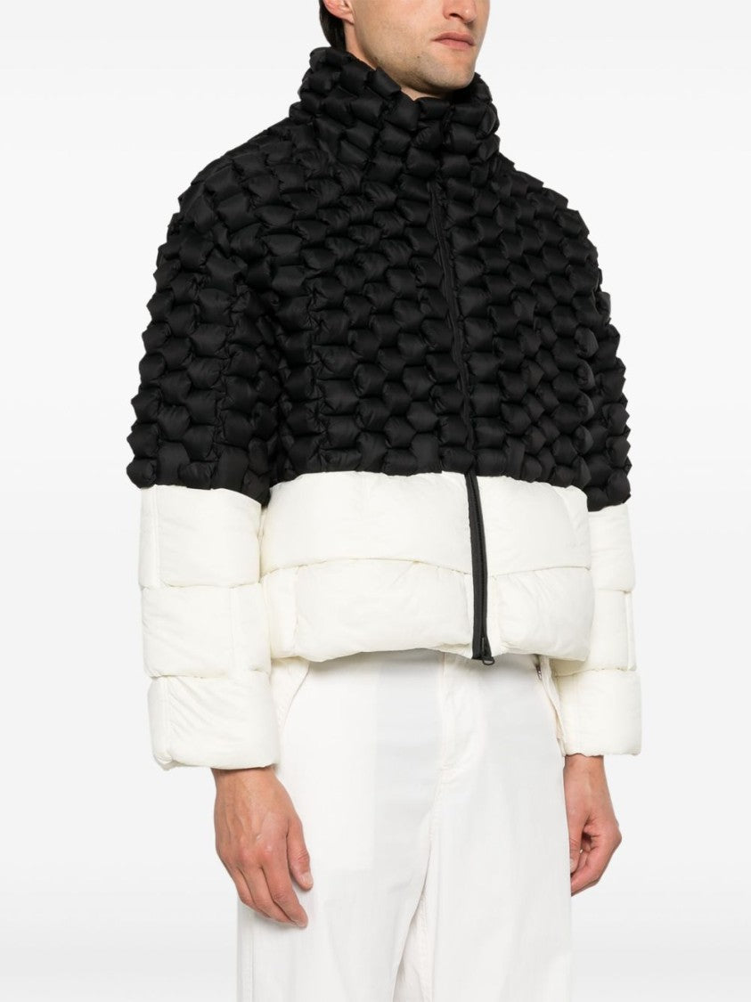 Raxxy Cropped Black And White Nylon Jacket
