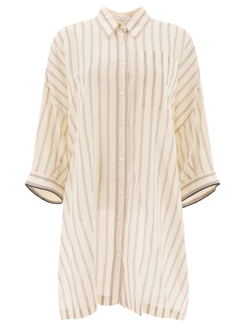 Brunello Cucinelli Beige Cotton-Silk Blend Shirt