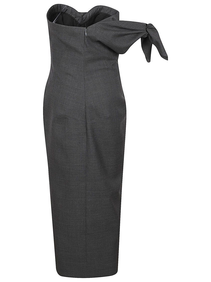 Givenchy Strapless Midi Dress With Asymmetrical Bow Detail