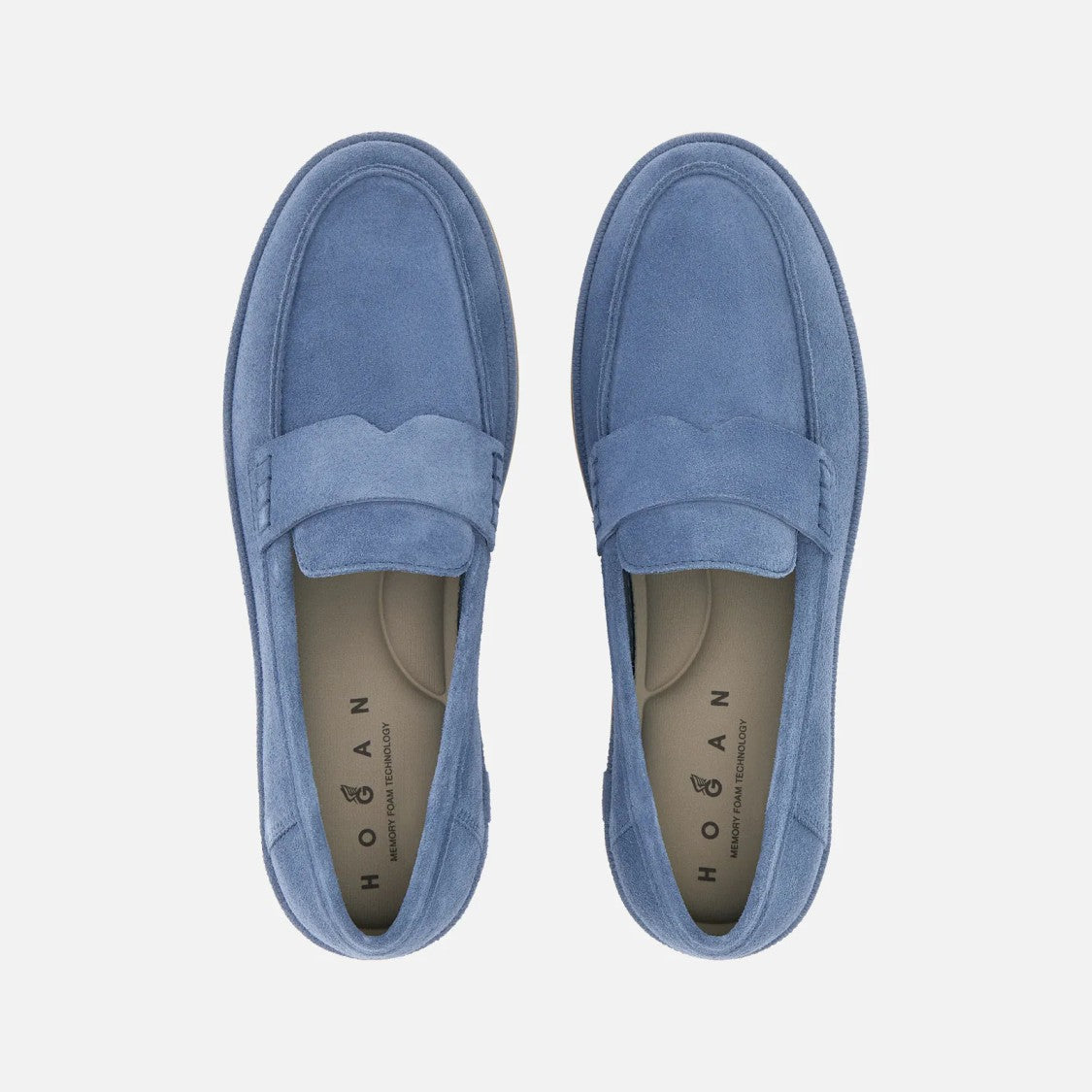 Hogan Muted Blue Suede Loafers