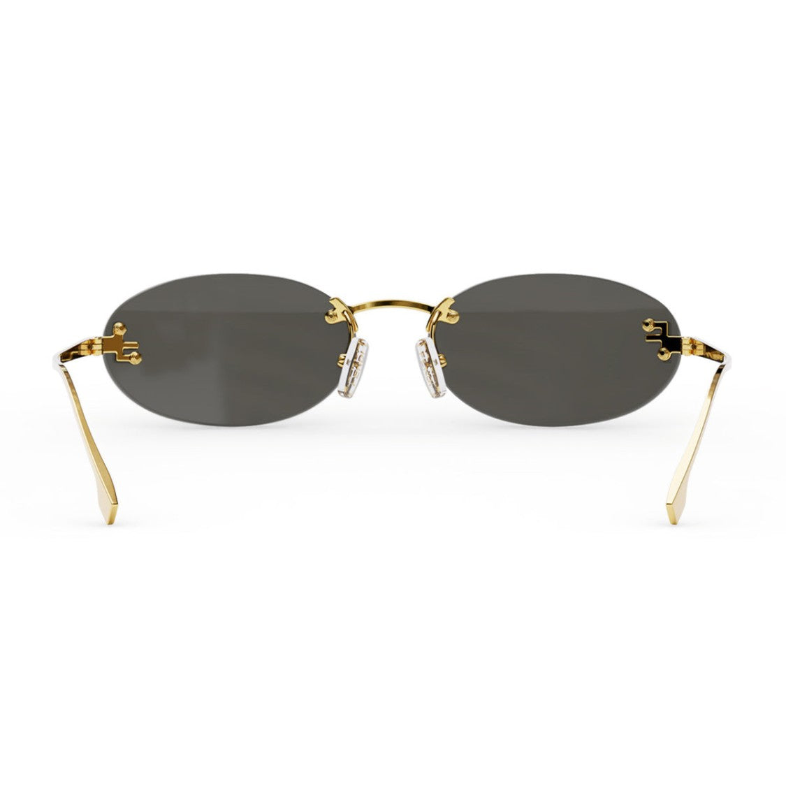 Fendi Gold First Crystal Fe4075us Oval Rimless Metal Sunglasses