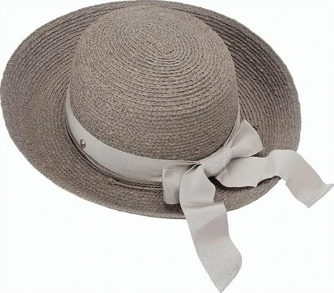 Helen Kaminski Raffia Hat With Grosgrain Ribbon Bow