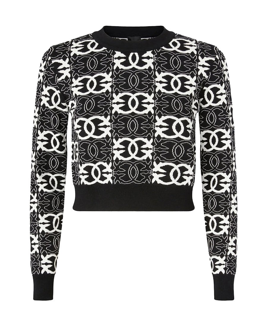 Pinko Gypsies Cropped Sweater – Black/White