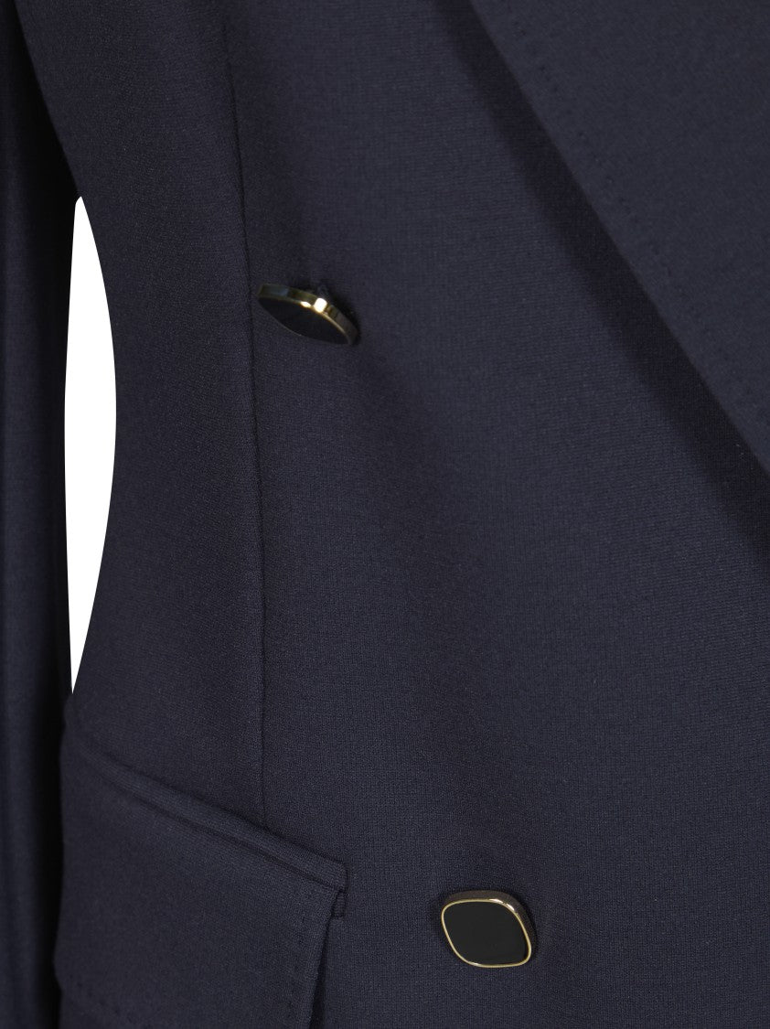 Max Mara Blue Riviera Double Breasted Jersey Jacket