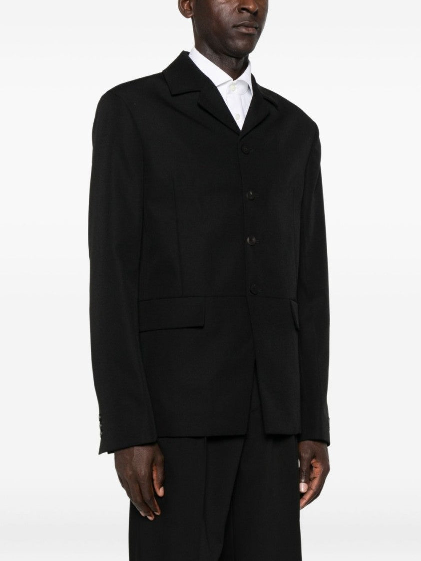 Jacquemus Black Collarless Button Front Flap Jacket