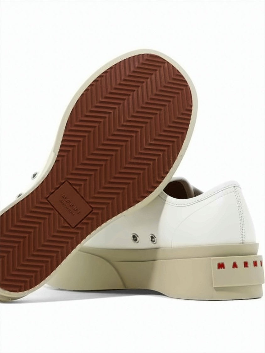 Marni Low-Top White Calf Leather Sneakers With Raised Rubber Sole