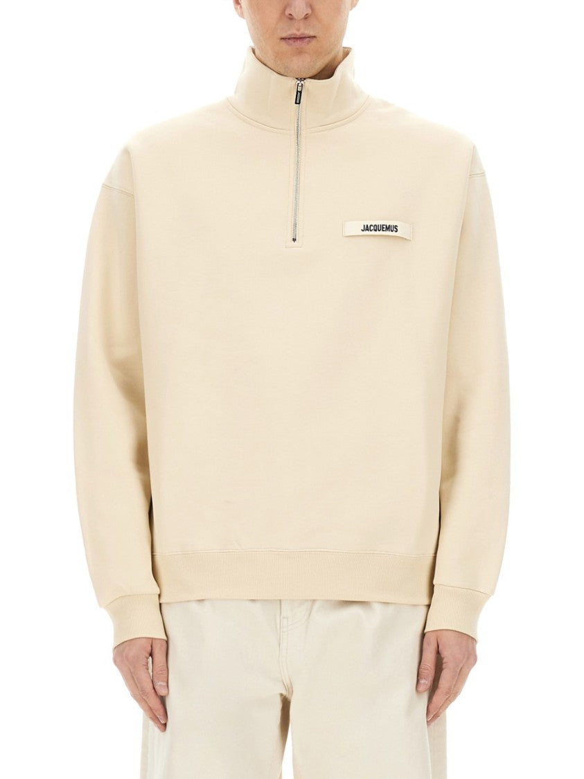Jacquemus High Collar Half-Zip Grosgrain Sweatshirt