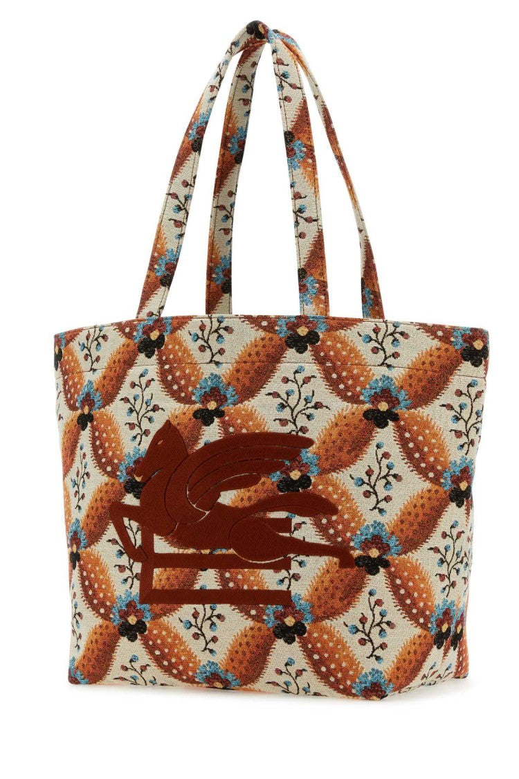 Etro Embroidered Canvas Medium Soft Trotter Shopping Bag