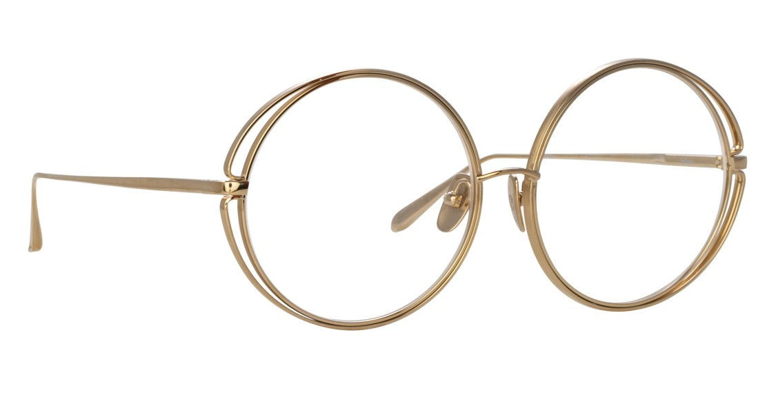 Linda Farrow Lfl Large Oval Titanium Sunglasses With Polished Gold Finish