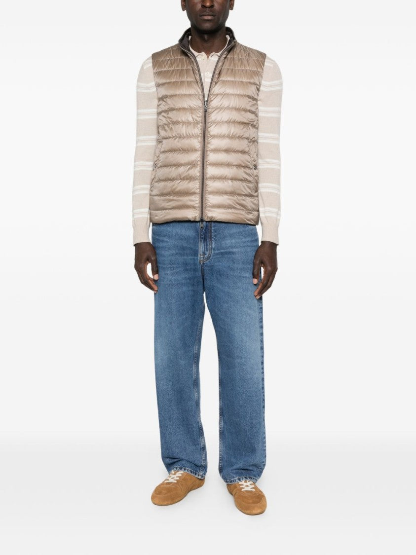 Herno Reversible Quilted Vest With Zipper Closure