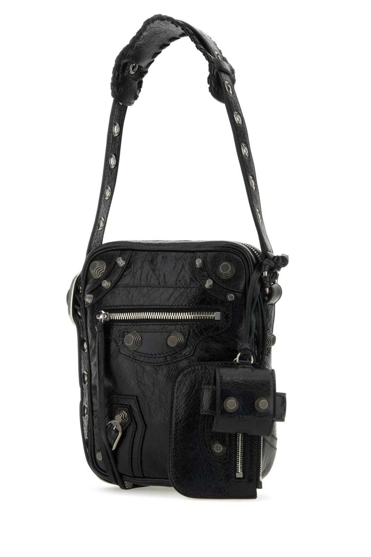 Balenciaga Black Leather Le Cagole Men Crossbody Bag