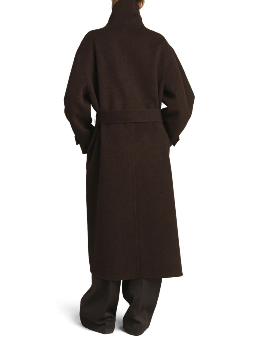 Soeur James High Stand Collar Belted Knee-Length Coat