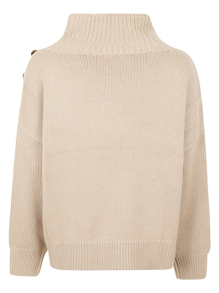 Yves Salomon Chunky Knit Sweater With Marbled Button Detail For Women