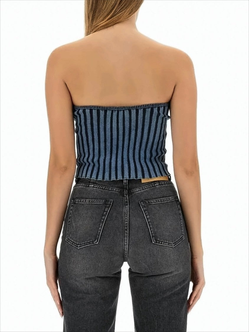 Diesel Strapless Ribbed Knit Top With Cutout