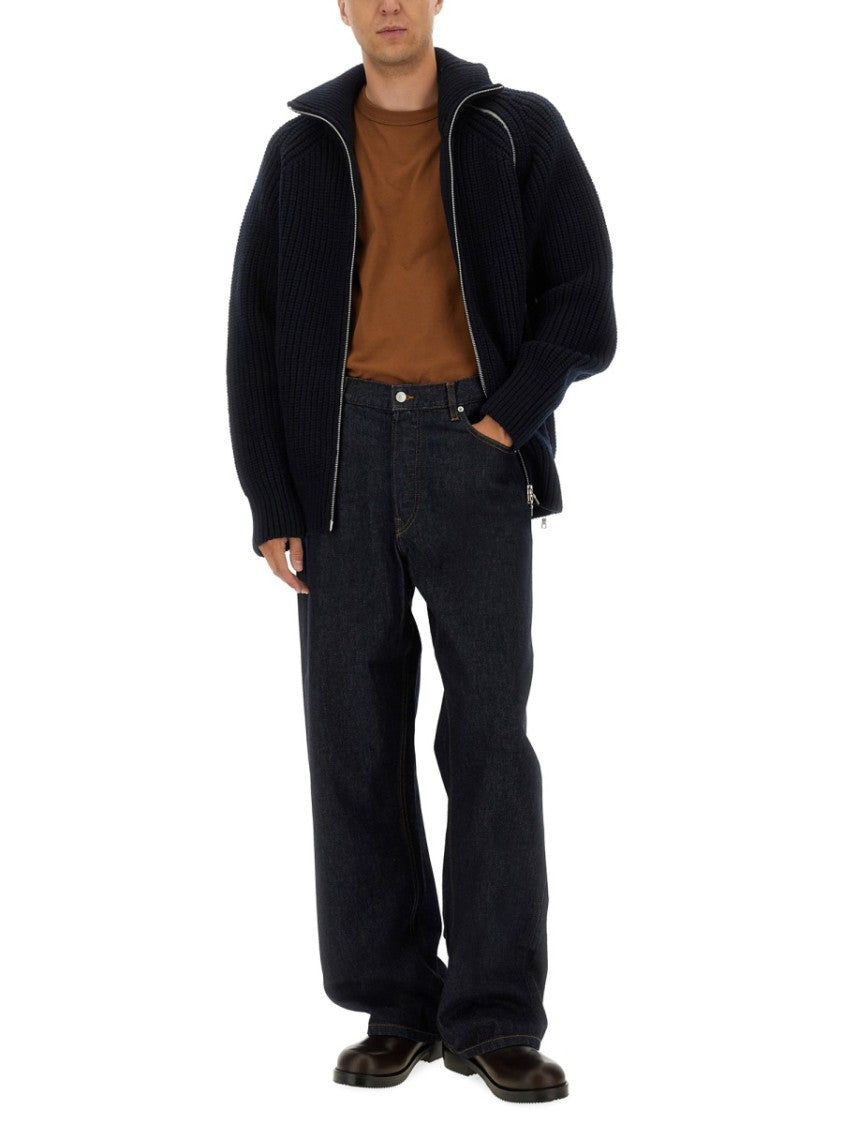 Dries Van Noten Textured Ribbed Zip-Through Wool Knit
