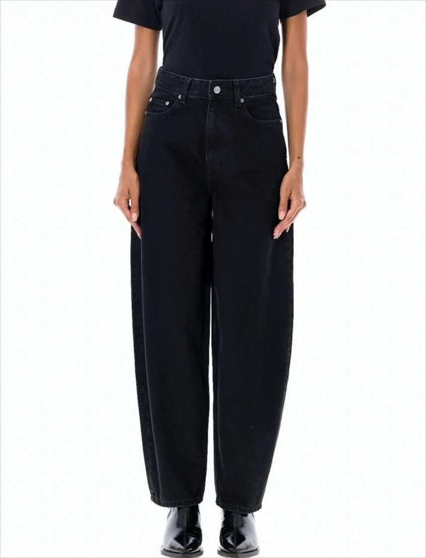 Ganni High-Waisted Loose-Fit Denim Pants With Vintage Finish