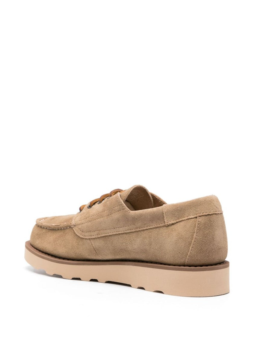 Sebago Beige Leather Moccasin-Style Low Shoes With Lace-Up Front