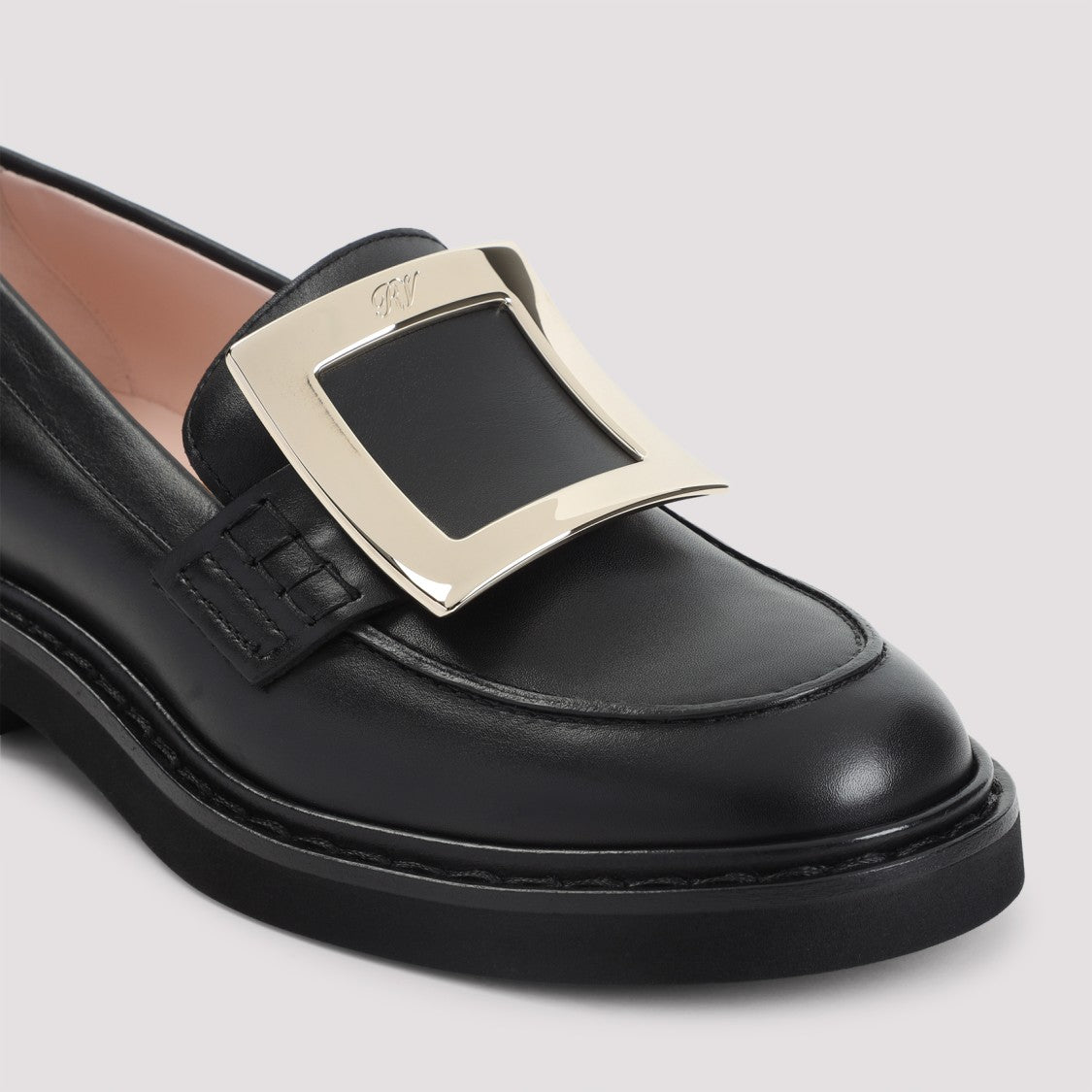 Roger Vivier Black Leather Vivier Viv Rangers Met Buc 25 Loafers