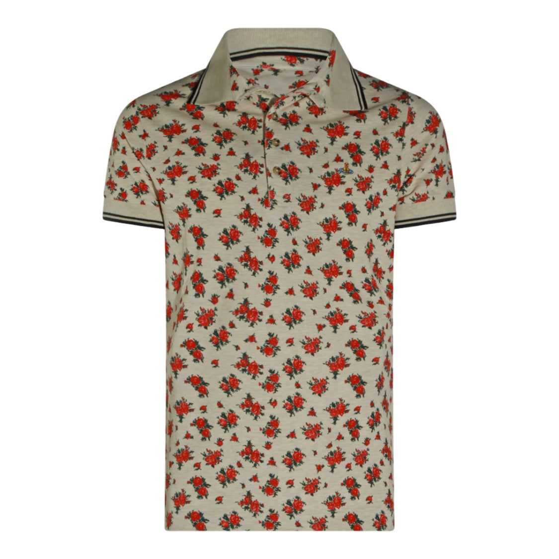 Vivienne Westwood Floral Print Polo Shirt With Classic Collar