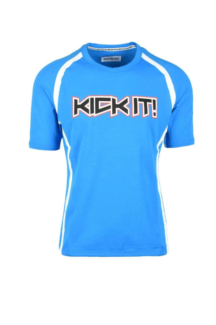 Bikkembergs Light Blue Striped Stretch T-Shirt